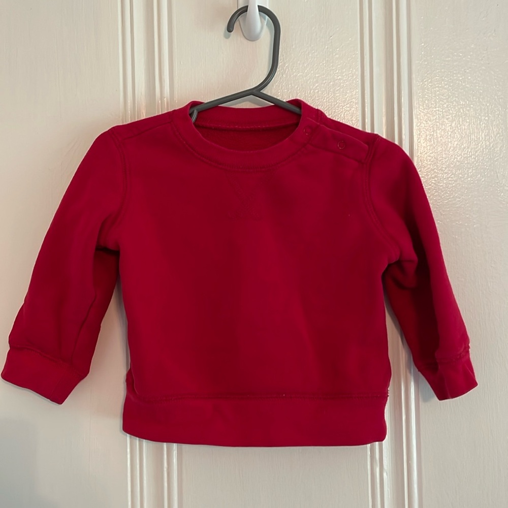 Two Primary sweatshirts, 12 to 18 months, grey/red bundle